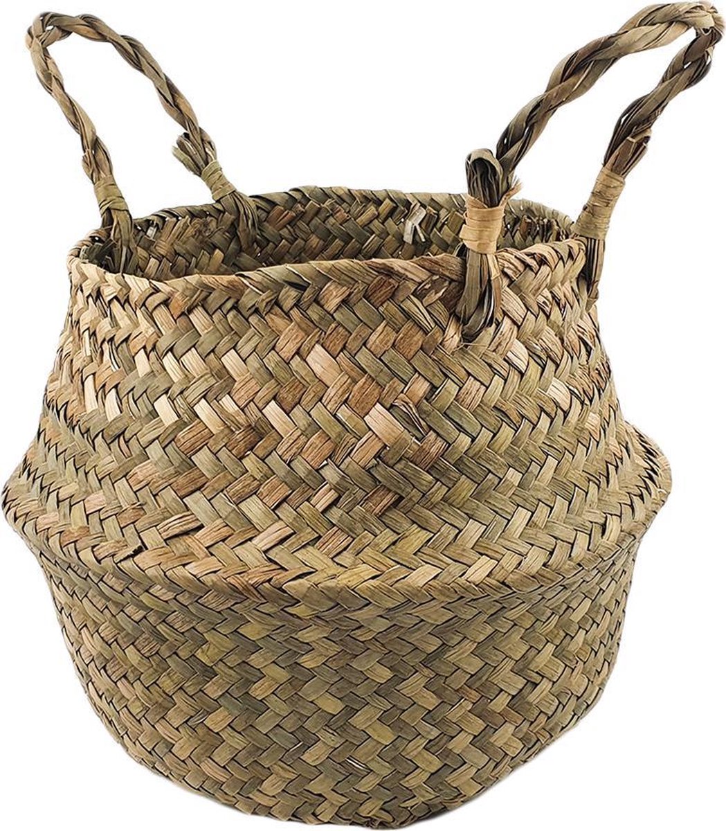 Plantenmand 35x35cm Naturel Extra Groot | Multifunctionele Mand | Handgemaakt | Planten-houder | Planten Accessoires | Planten Mand