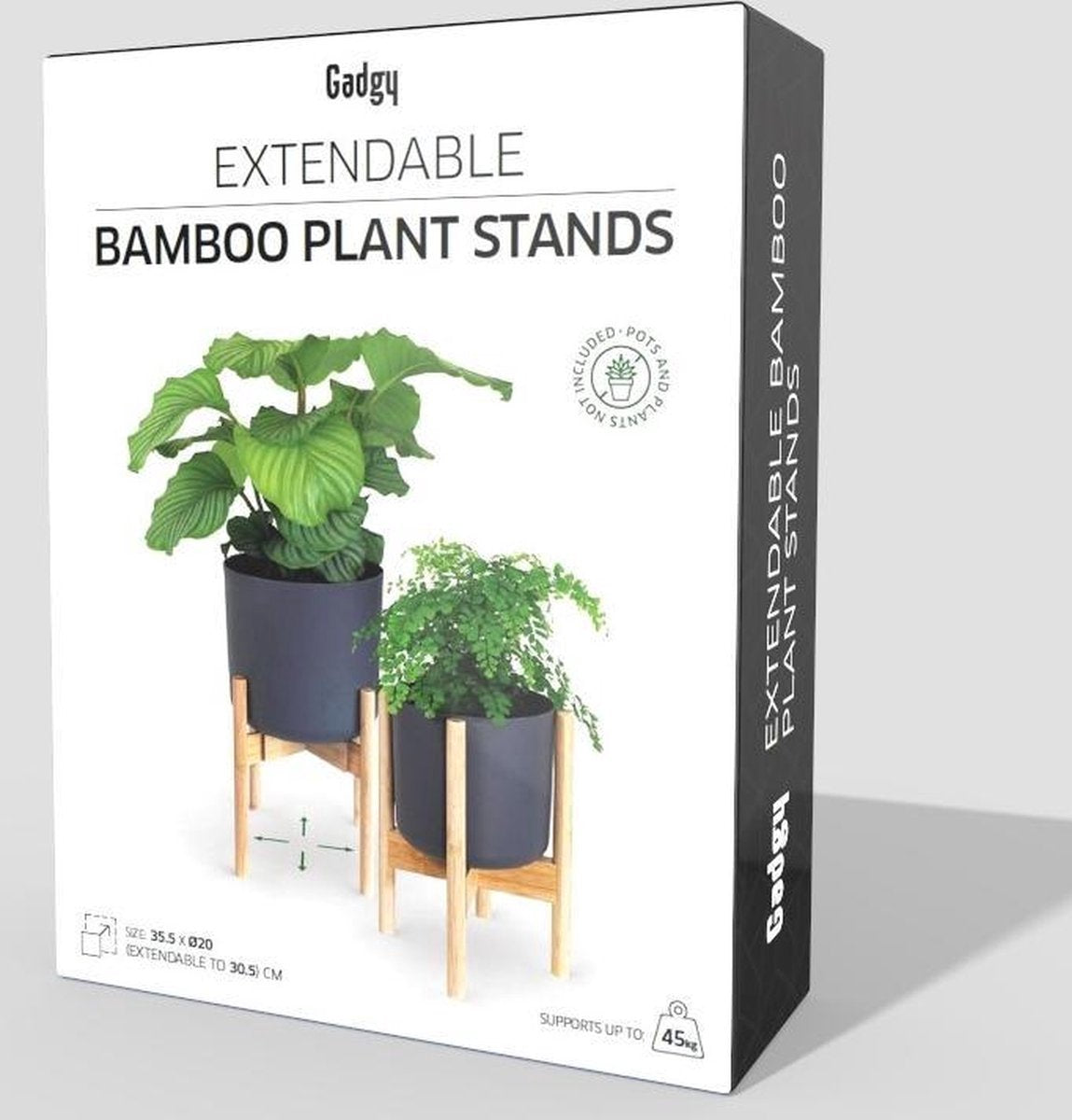 Gadgy Bamboe Plantenstandaard 2 St - Plantentafel - Plantentafeltje Voor Binnen - Plantenrek - Uitschuifbaar - Hout - Ø 20 Tot 30 Cm