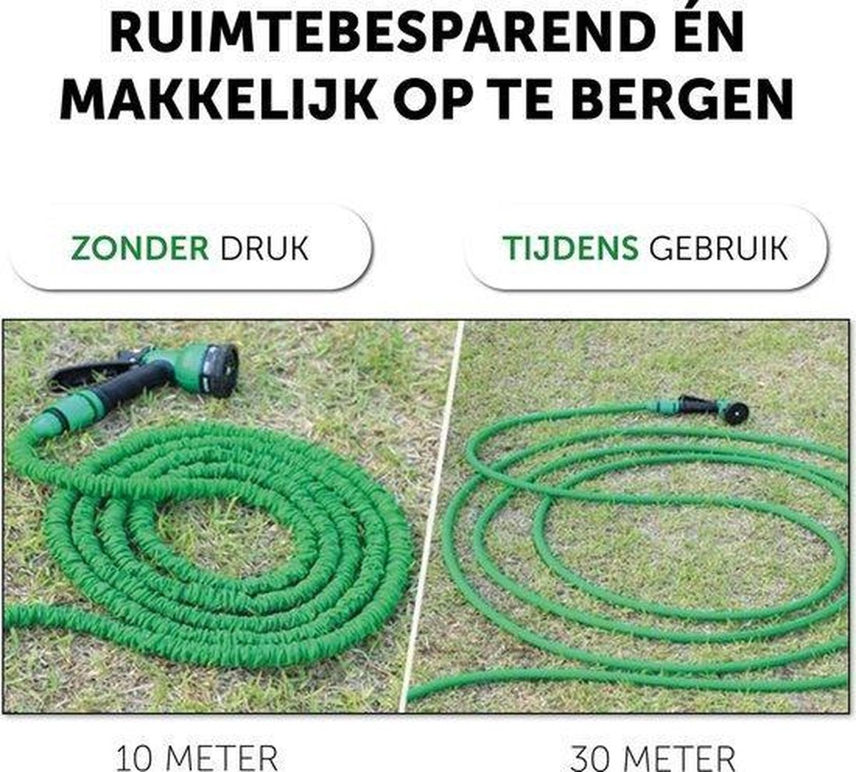 Merkloos Tuinslang - Tuinslag Flexibel - Tuinslag Flexibel 15M -15 Meter - Tuinslangen - Uitrekbaar - Met Koppelstuk - 7 In 1 Sproeikop