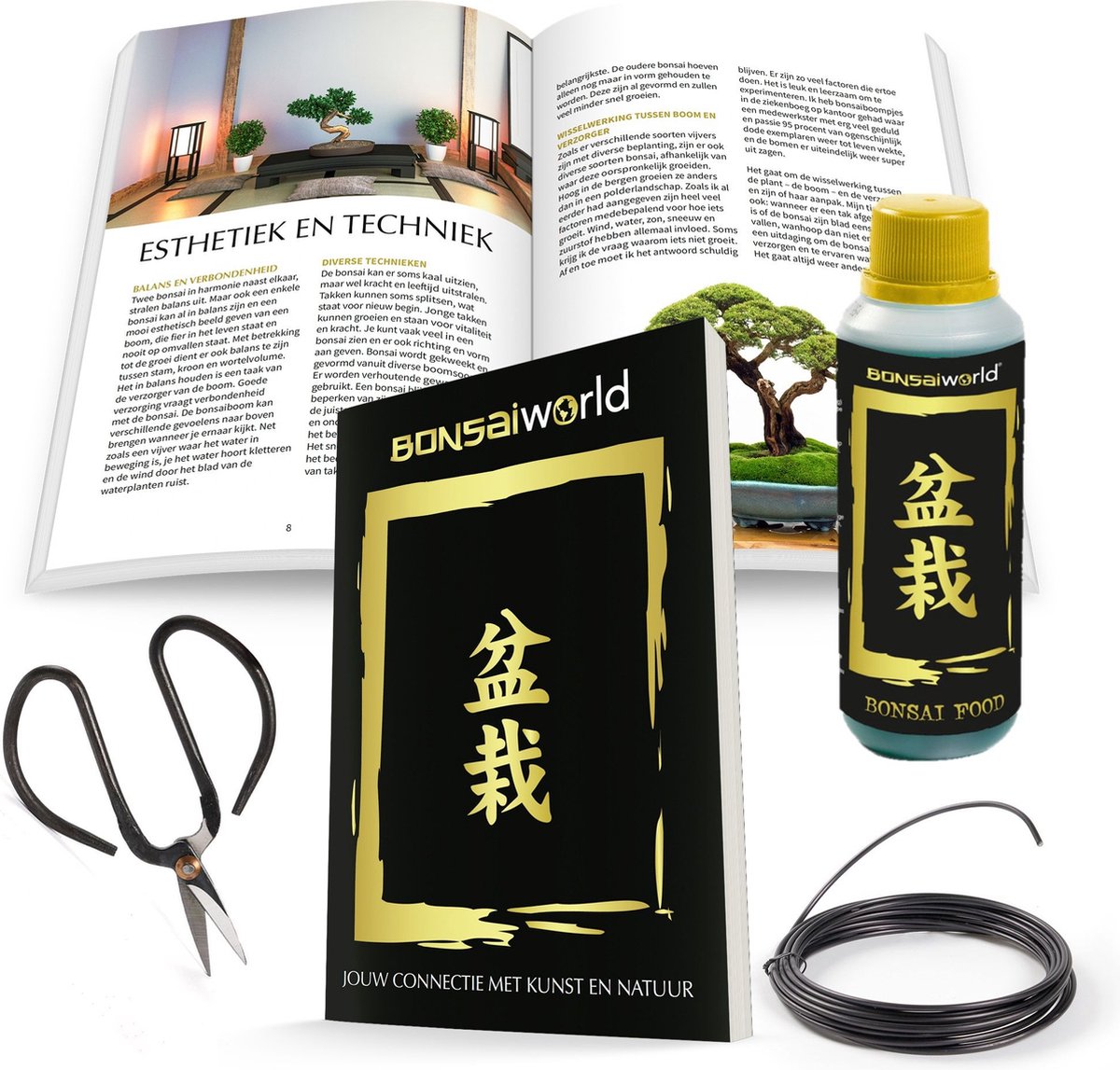 Bonsaiworld Bonsai Starters Kit - Bonsai Voeding, Schaar, Verzorgingsboekje En Draad