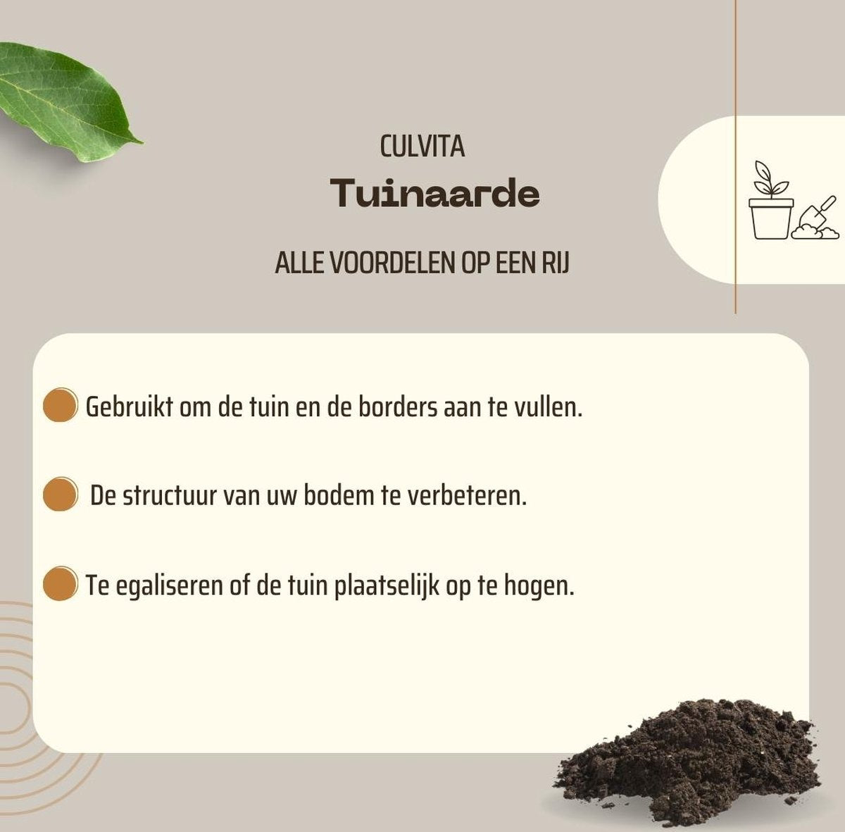 Culvita - Tuinaarde 40 Liter - Organische Bodemverbeteraar - Geschikt Voor Het Ophogen En Egaliseren Van Uw Tuin - Stimuleert Het Bodemleven