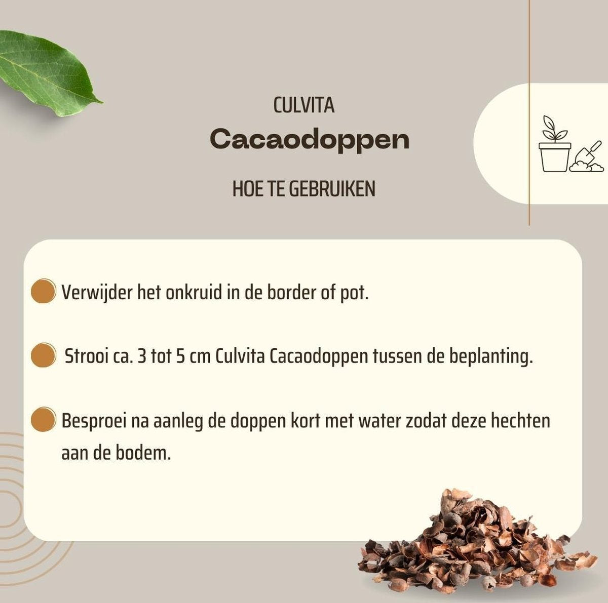 Culvita - Cacaodoppen 70 Liter - Cacao Geurende Bodembedekker - Organische Bodemverbeteraar