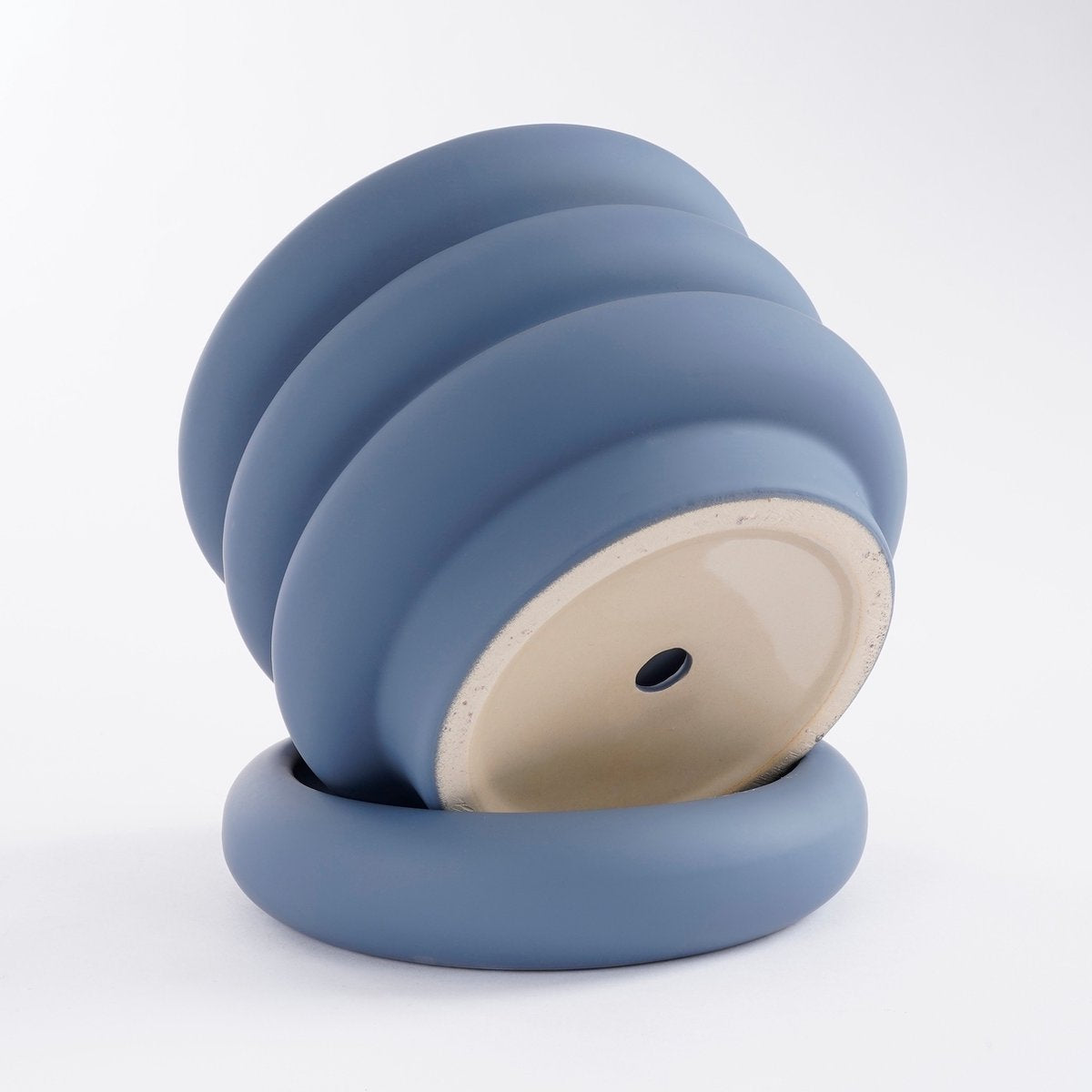 Mica Decorations Ilse Bloempot Met Schotel - H16 X Ø18,5 Cm - Keramiek - Blauw