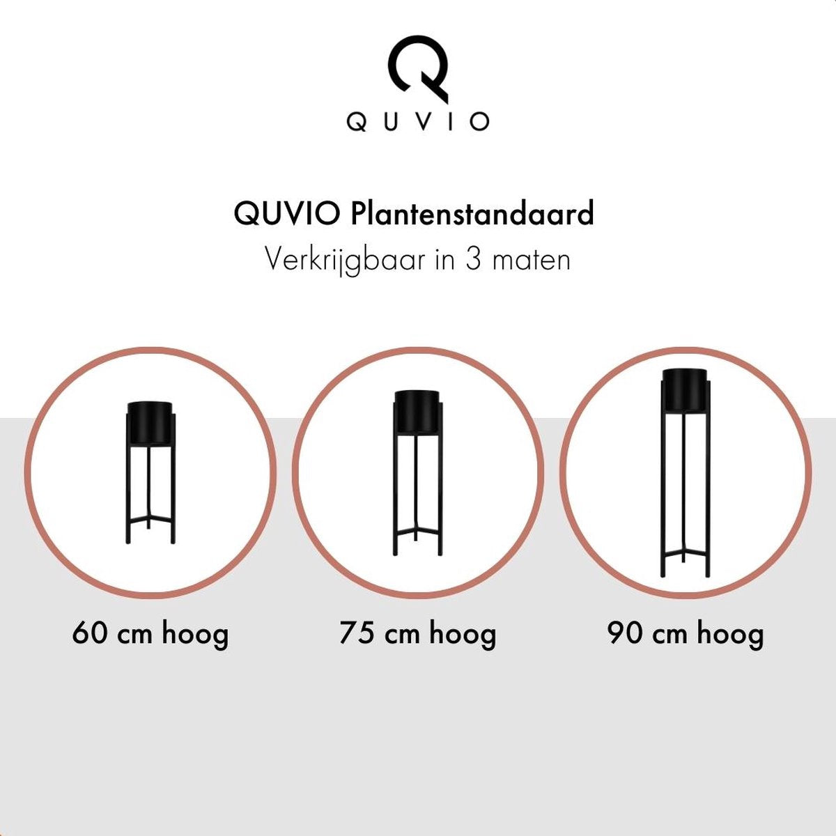 QUVIO Plantenstandaard Binnen - Inclusief Pot - Staande Plantenbak - Metaal - Bloempot - 22 X 22 X 60 Cm - Zwart