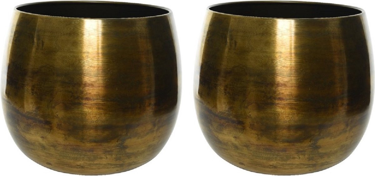 Decoris Bloempot - Goud - Zink - Voor Kamerplant - D33 X H34 Cm - Plantenpotten