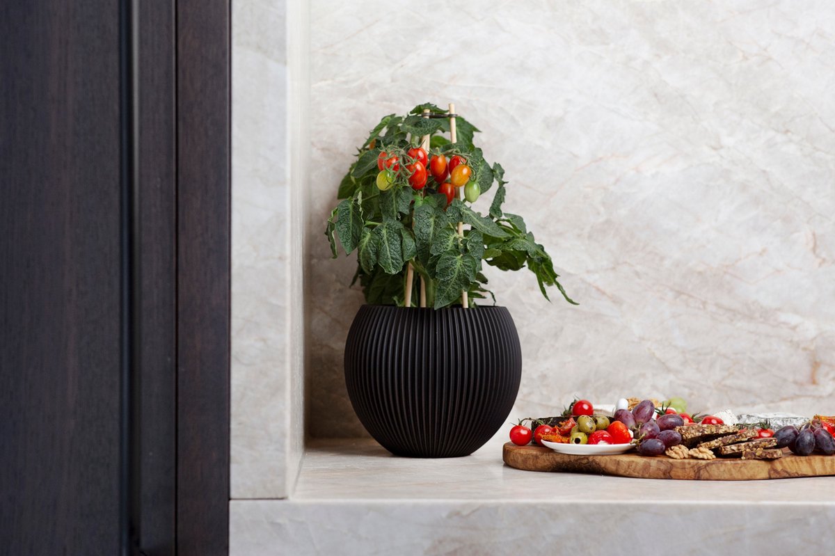 Capi Europe - Vaas Bol Groove - 29x26 - Zwart - Bloempot Voor Binnen - BGVBL104