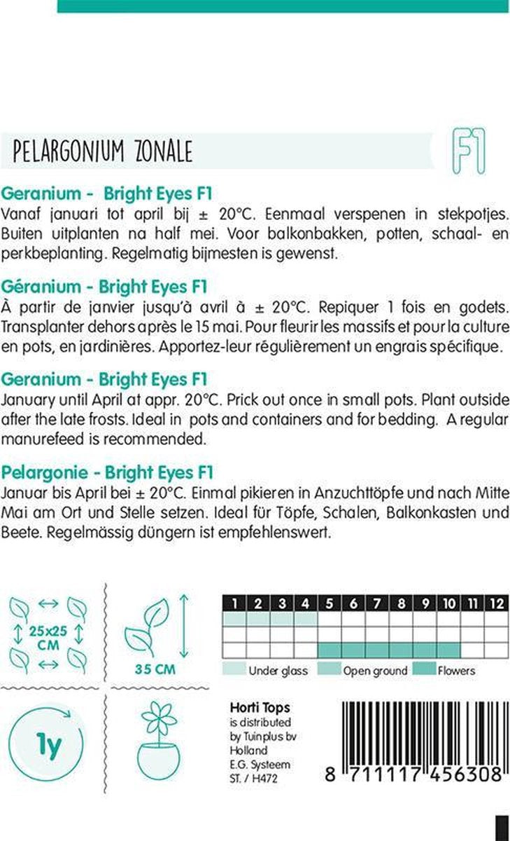 Hortitops Geranium Bloemzaad - Bright Eyes - Rood/Wit