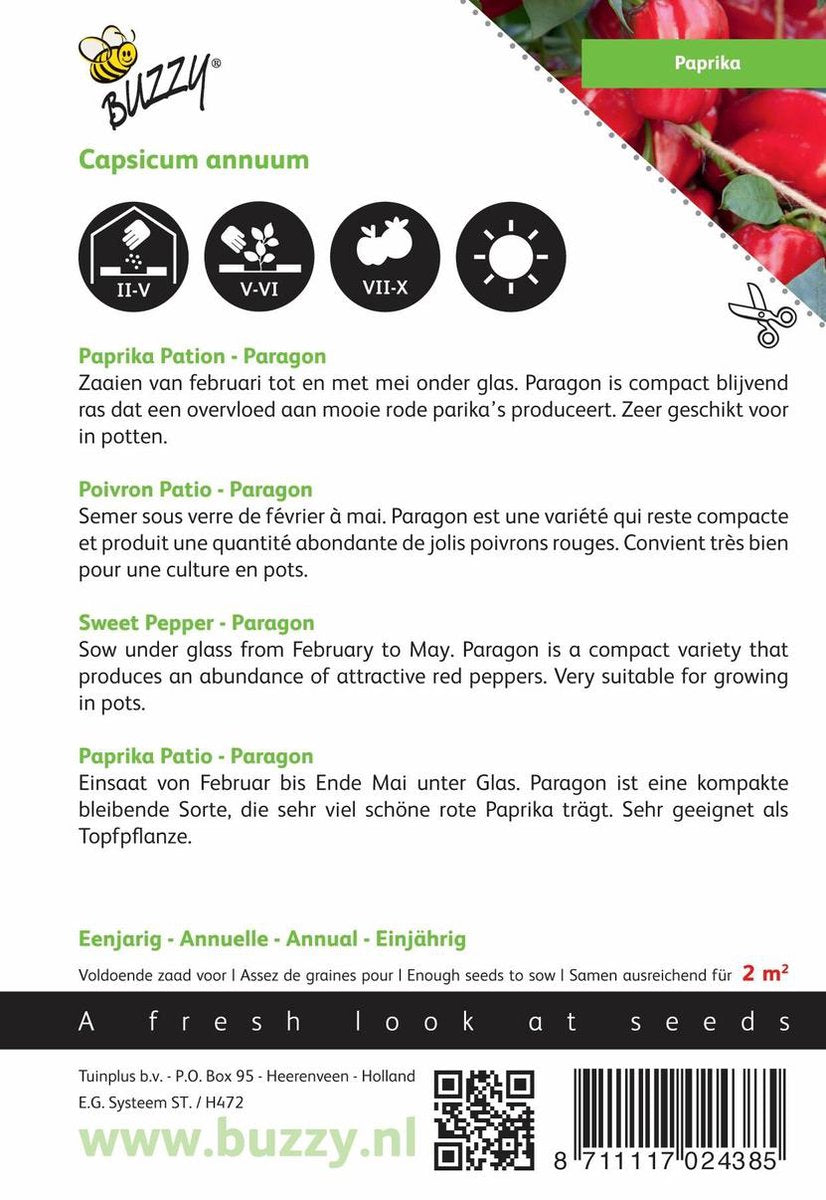 Buzzy Zaden Paprika Snack Patio - Rood - Paragon