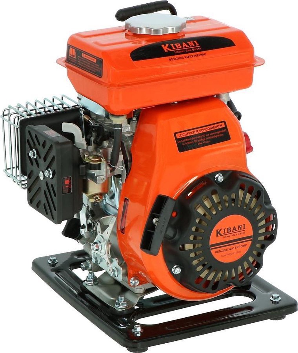  Kibani Waterpomp 8.000 Liter P/uur - 98 Cc / 1.5 PK 4-takt Benzine Motor - 4000 Toeren/Minuut - Doorstroming 8 M³ P/uur - Tuinpomp