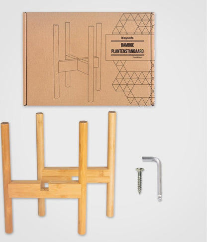  LifeGoods Planten Standaard - Uitschuifbare Bloempothouder - 20 Tot 30 Cm - Licht Bamboe