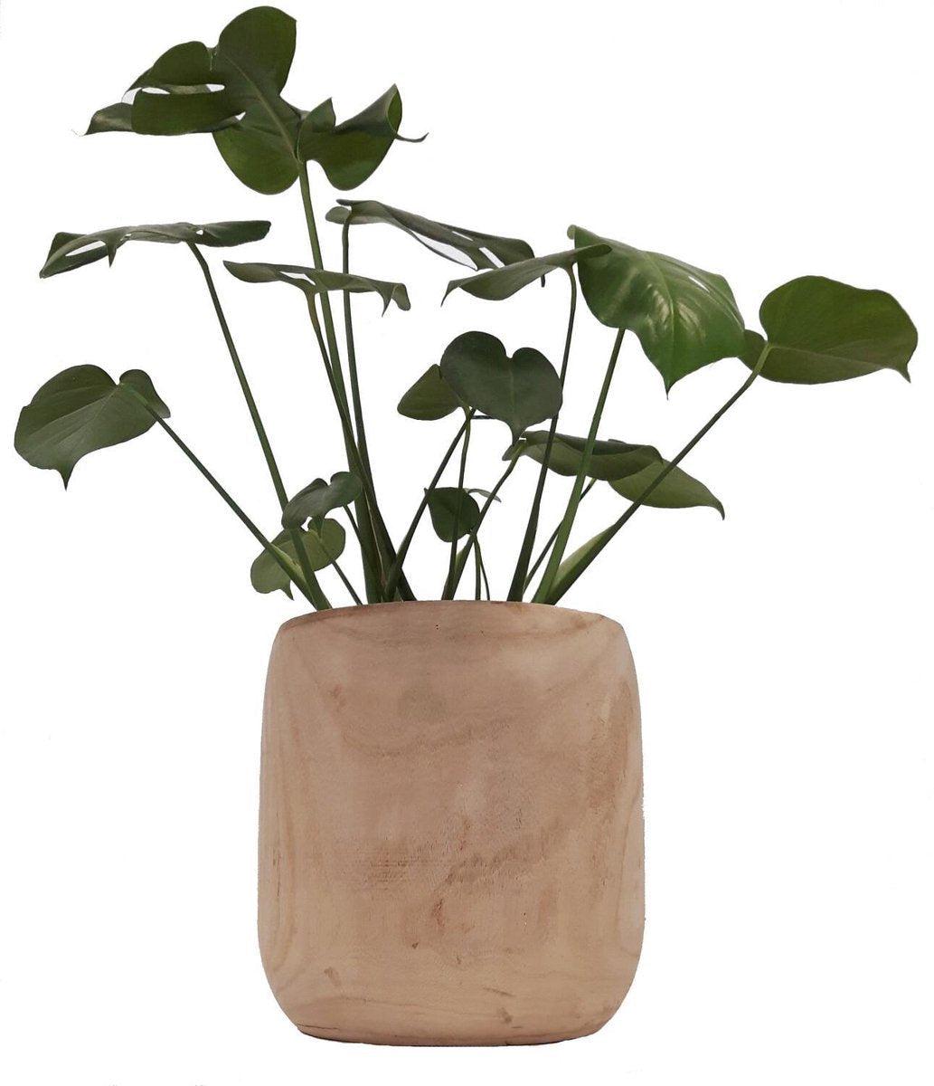  Mica Decorations Pia Bloempot - H31 X Ø31 Cm - Paulownia Hout - Lichtbruin