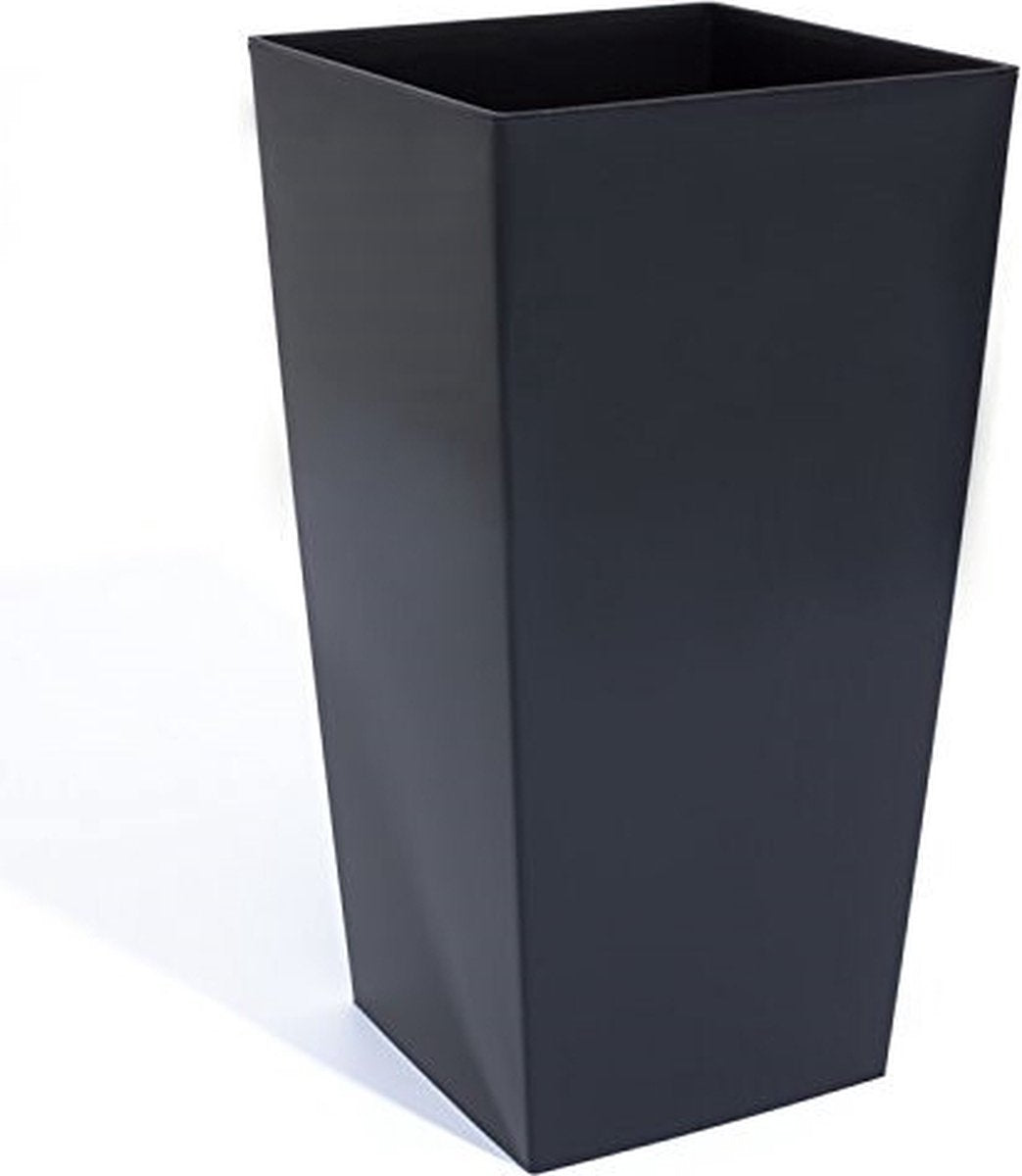 Prosperplast Kunststof Urbi Bloempot/plantenpot Met Binnenpot Antraciet 40 X 40 X 75 Cm - 37/91,5 Liter - Hoge Vierkante Bloempotten