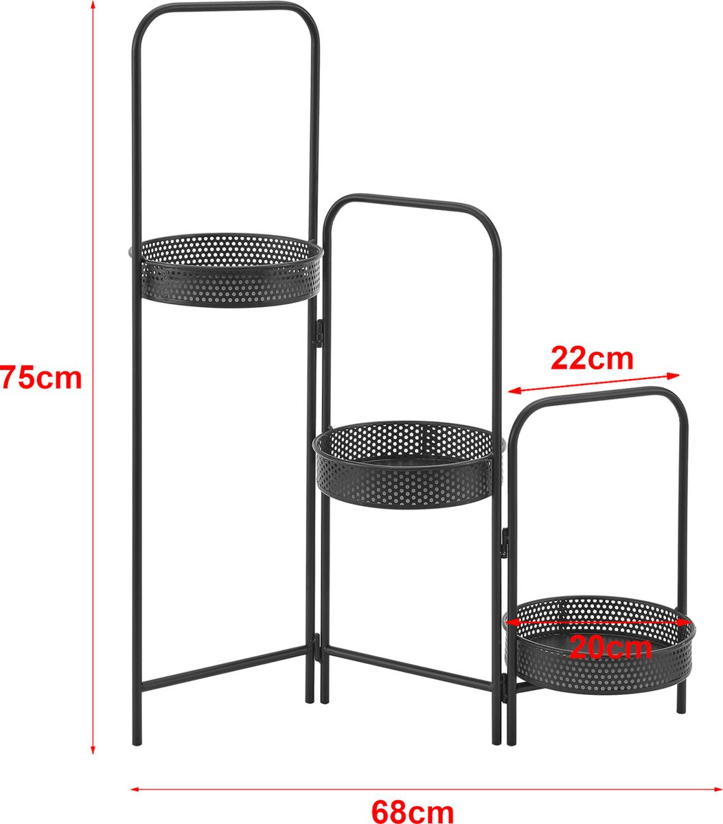  Plantenstandaard Vrasene Metaal 75x68x20 Cm Zwart