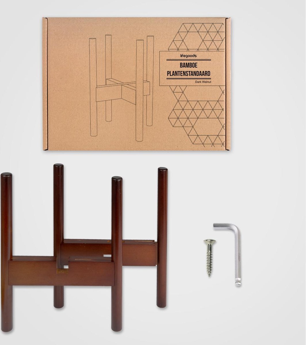  LifeGoods Planten Standaard - Uitschuifbare Bloempothouder - 20 Tot 30 Cm - Donker Bamboe