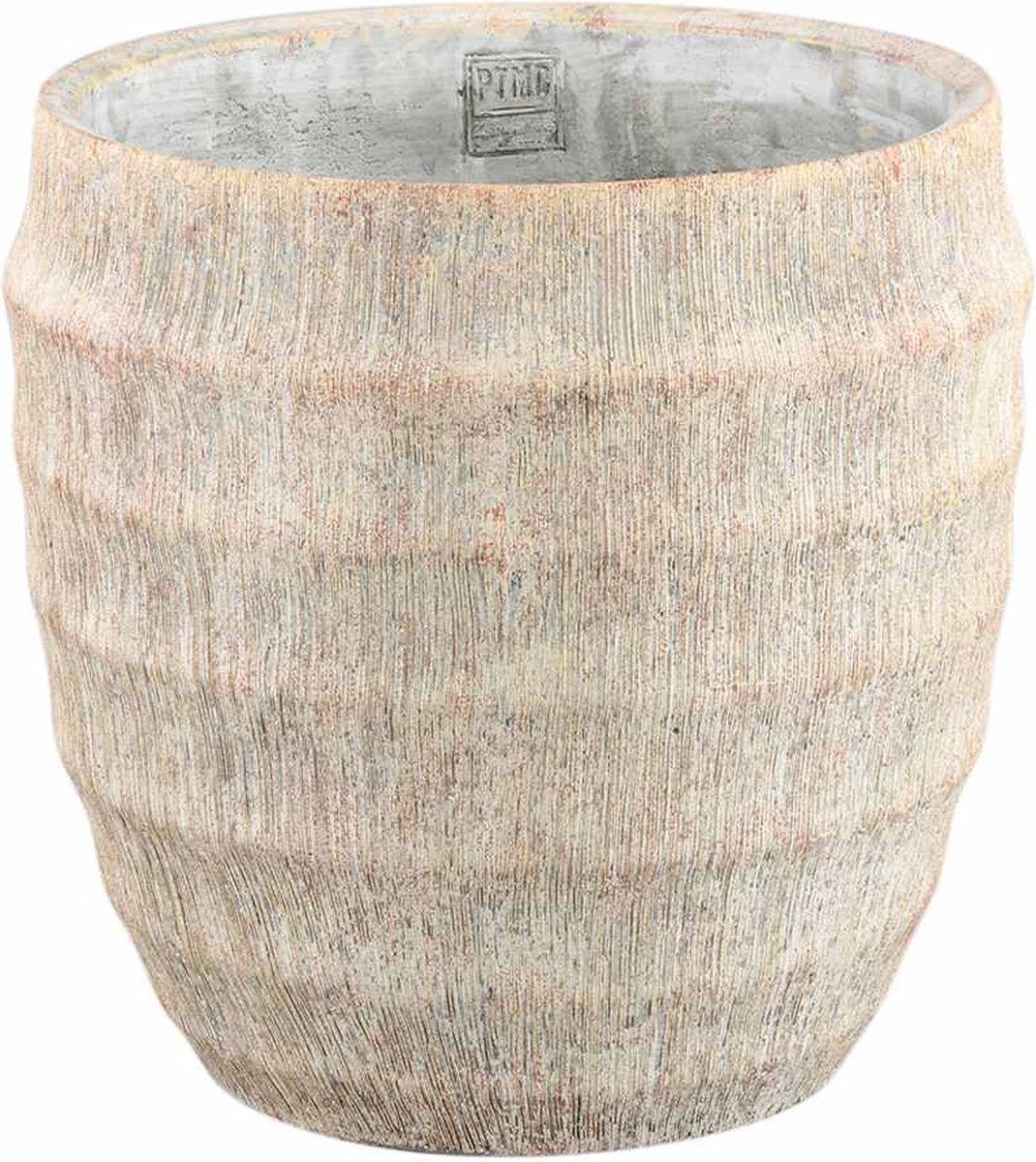  PTMD Sary Bloempot - 30 X 30 X 30 Cm - Cement - Créme