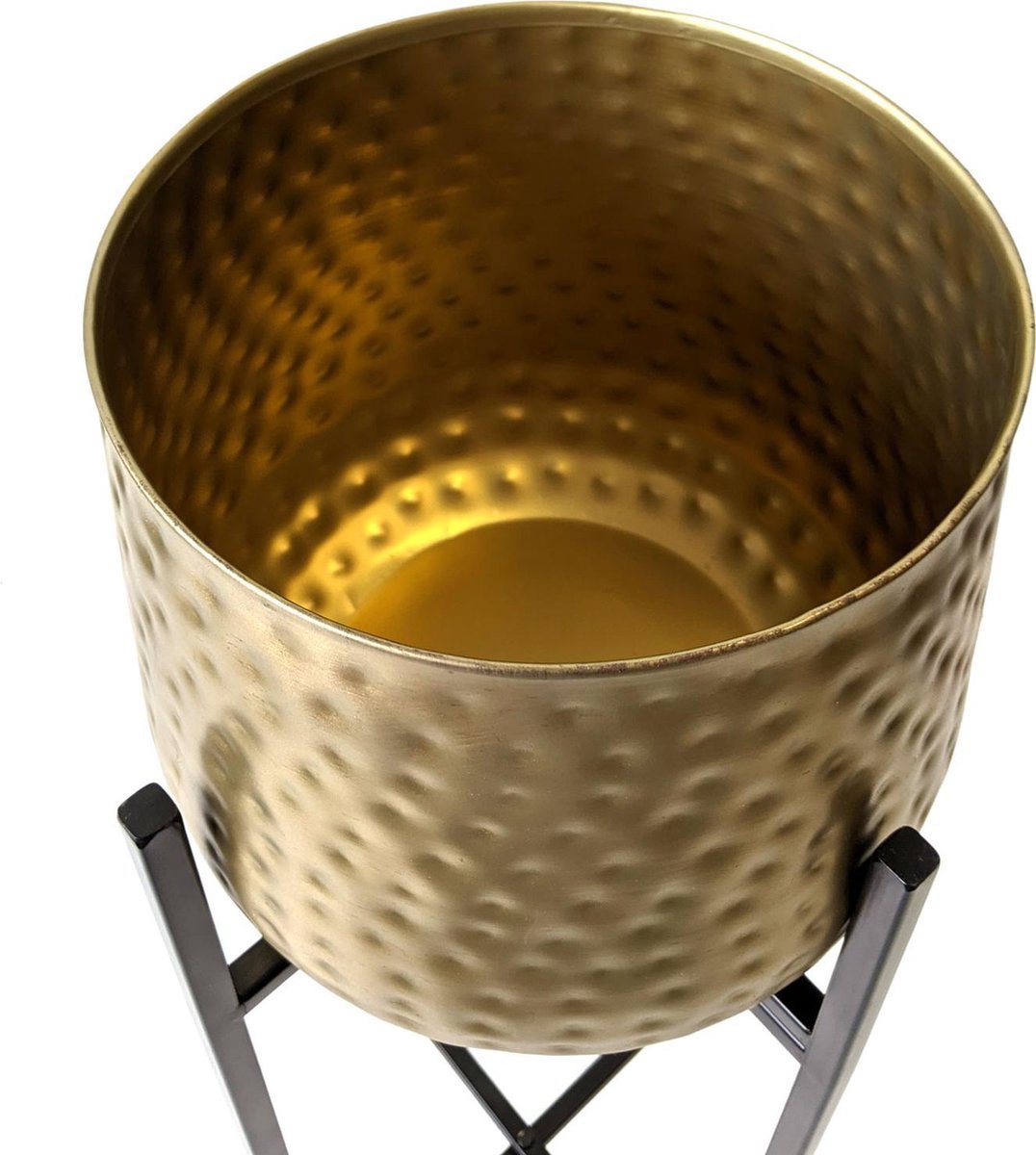 Merkloos Bloempot Op Standaard Goud - Gouden Bloempot - Metaal - 74cm