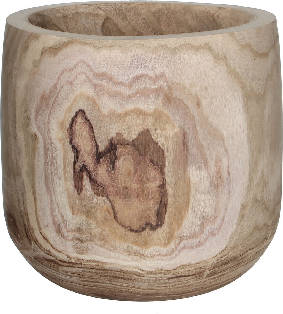  Mica Decorations Pia Bloempot - H31 X Ø31 Cm - Paulownia Hout - Lichtbruin