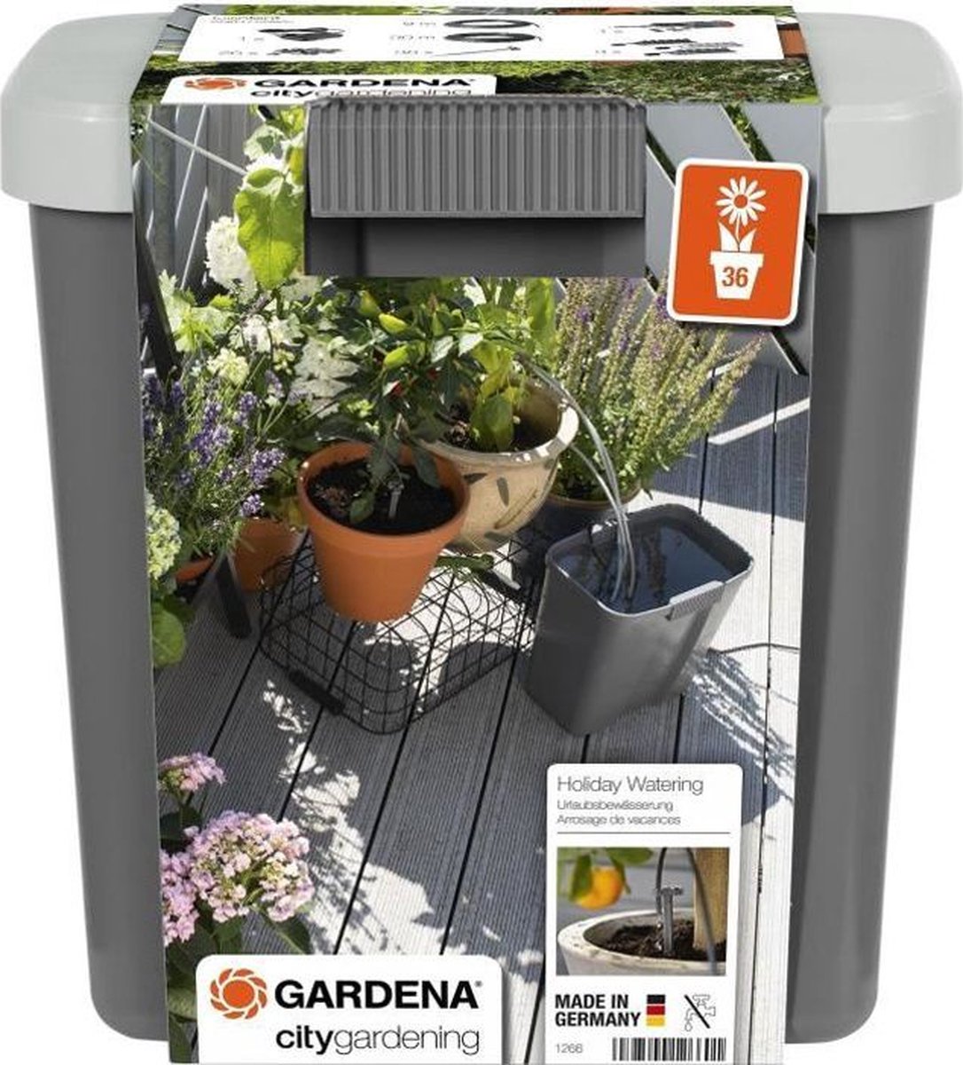  GARDENA Vakantiebewateringsset Duppelsysteem - Geschikt Voor 36 Potplanten - Incl. 9l Vat