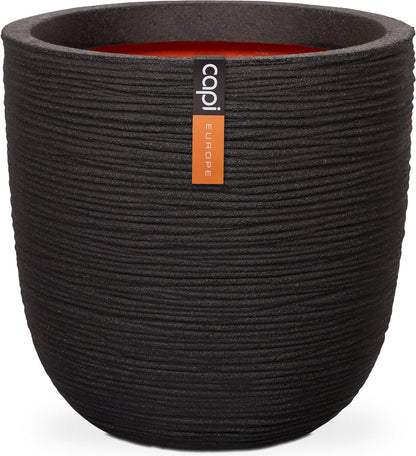  Capi Europe - Bloempot Bol Rib NL - 35x34 - Zwart - Voor Binnen En Buiten - KBLR932