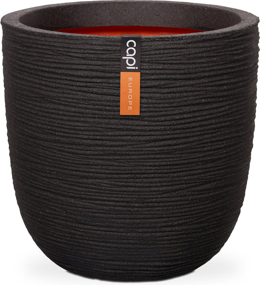  Capi Europe - Bloempot Bol Rib NL - 35x34 - Zwart - Voor Binnen En Buiten - KBLR932