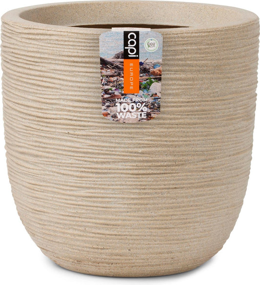  Capi Europe - Bloempot Bol Waste Rib NL - 43x41 - Terrazzo Beige - Voor Binnen En Buiten - KTBR933