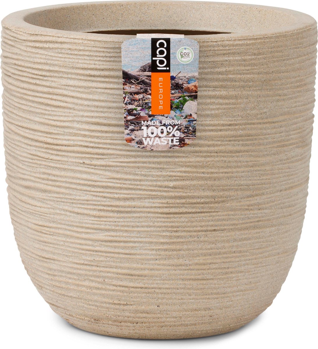  Capi Europe - Bloempot Bol Waste Rib NL - 35x34 - Terrazzo Beige - Voor Binnen En Buiten - KTBR932