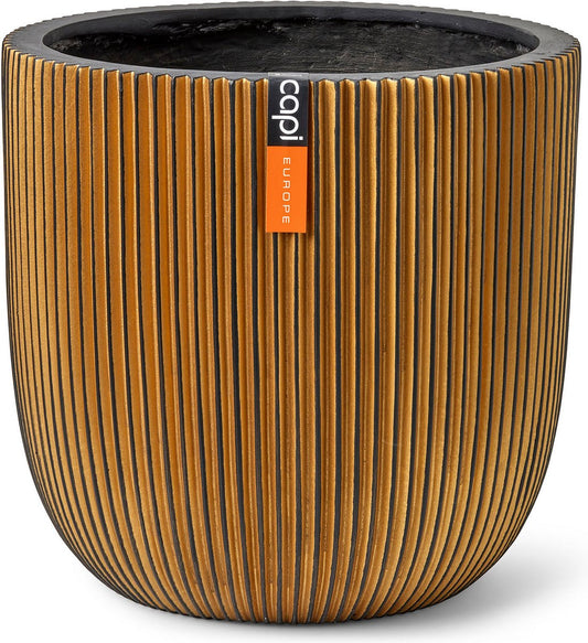  Capi Europe - Bloempot Bol Groove XL - 33x35 - Goud - Bloempot Voor Binnen - Opening ⌀28 - GVGB932