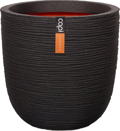  Capi Europe - Bloempot Bol Rib NL - 35x34 - Zwart - Voor Binnen En Buiten - KBLR932