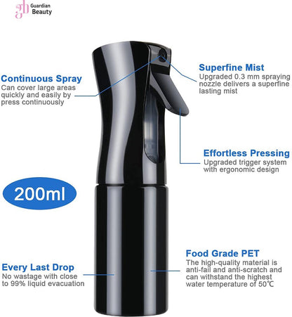 Merkloos Sibel Extreme Mist Verstuiver 160ml Zwart En Wit| Professional Hairdressing Plastic Fine Mist Spray Bottle - 2 Stucks