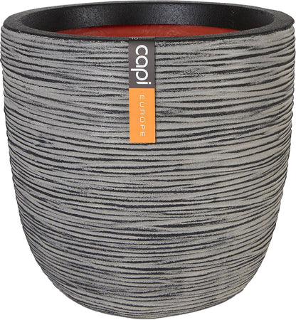  Capi Europe - Bloempot Bol Rib NL - 35x34 - Antraciet - Voor Binnen En Buiten - KOFZ932