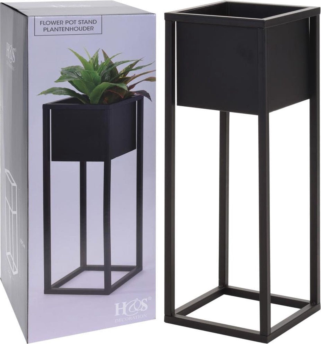  H&amp;S Collection Home&amp;Styling Bloempot Op Standaard 60 Cm Metaal Zwart