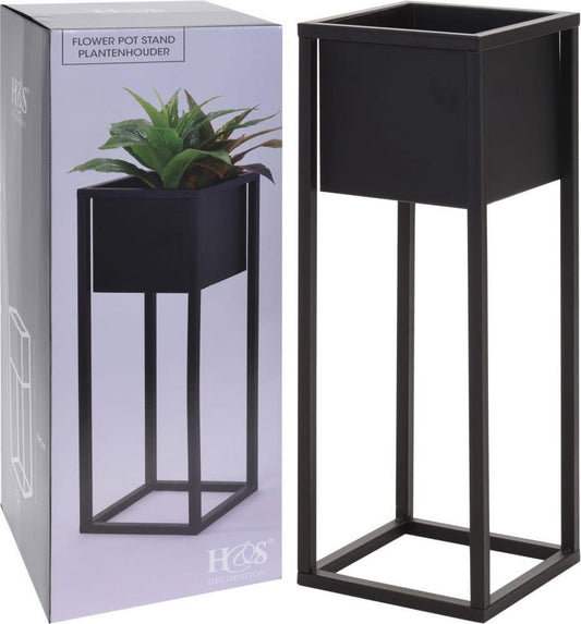  H&amp;S Collection Home&amp;Styling Bloempot Op Standaard 60 Cm Metaal Zwart