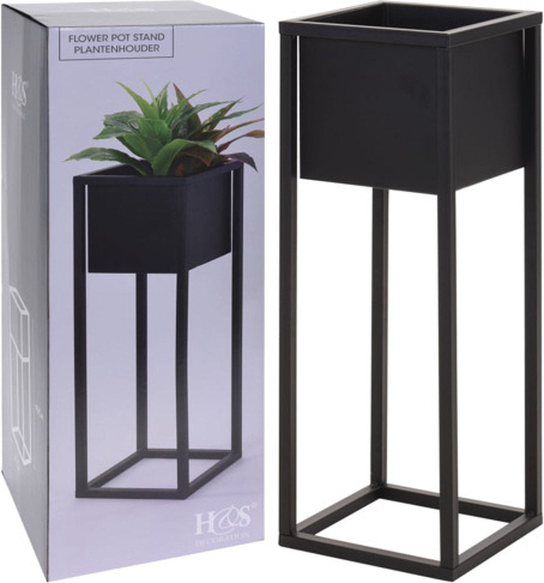  H&amp;S Collection Home&amp;Styling Bloempot Op Standaard 60 Cm Metaal Zwart