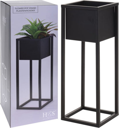  H&amp;S Collection Home&amp;Styling Bloempot Op Standaard 60 Cm Metaal Zwart