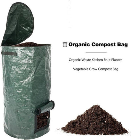 Merkloos TDR - Compostzak Met Grote Capaciteit Voor Tuin - 45 X 45 X 80 Cm - 162 Liter - Donkergroen