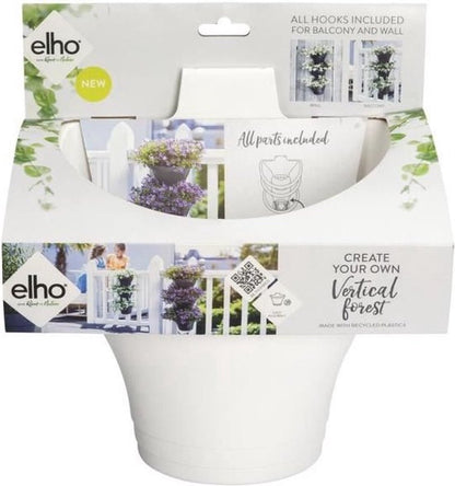  Elho Corsica Vertical Forest 24 - Bloempot Voor Balkonbuiten - Ø 26.7 X H 29.7 Cm - Wit/Wit