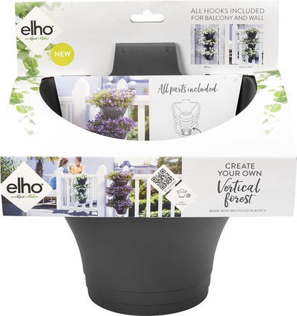  Elho Corsica Vertical Forest 24 - Bloempot Voor Balkonbuiten - Ø 26.7 X H 29.7 Cm - Zwart/Antraciet