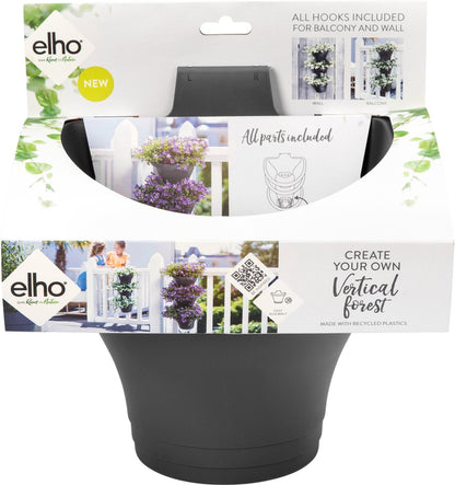  Elho Corsica Vertical Forest 24 - Bloempot Voor Balkonbuiten - Ø 26.7 X H 29.7 Cm - Zwart/Antraciet