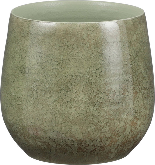  Mica Decorations Oliver Bloempot - H22 X Ø24 Cm - Terracotta - Groen