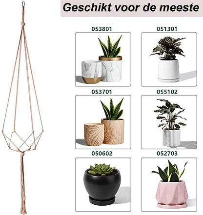  9 Stuks Jute Macrame Plantenhangers - Boho Handgeweven Katoen Hangpot Voor Binnen/Buiten - Hangende Bloempot Met Kralen - Macramé Touw/Koord Hangplant Houder - Bohemian Wandhanger Decoratie - Plant Hanger - Verticale Tuin Bloempothouder Planthanger