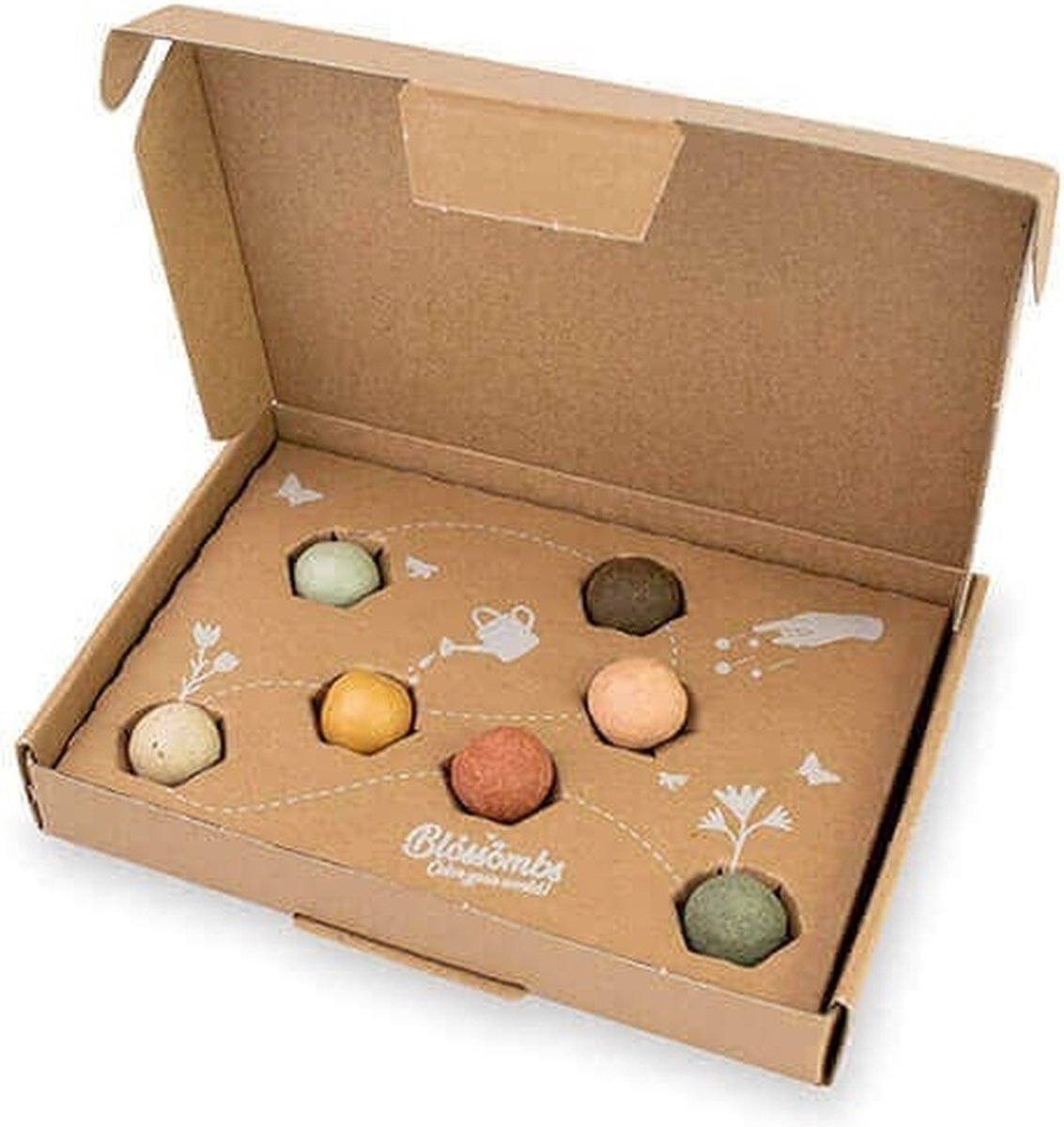  Blossombs Giftbox Small - 7 Blossombs - Bloembommetjes - Zaadbommetjes - Vlinders - Bijen - Biologisch - Ecologisch - Verjaardag - Communie - Doopsuiker - Valentijn