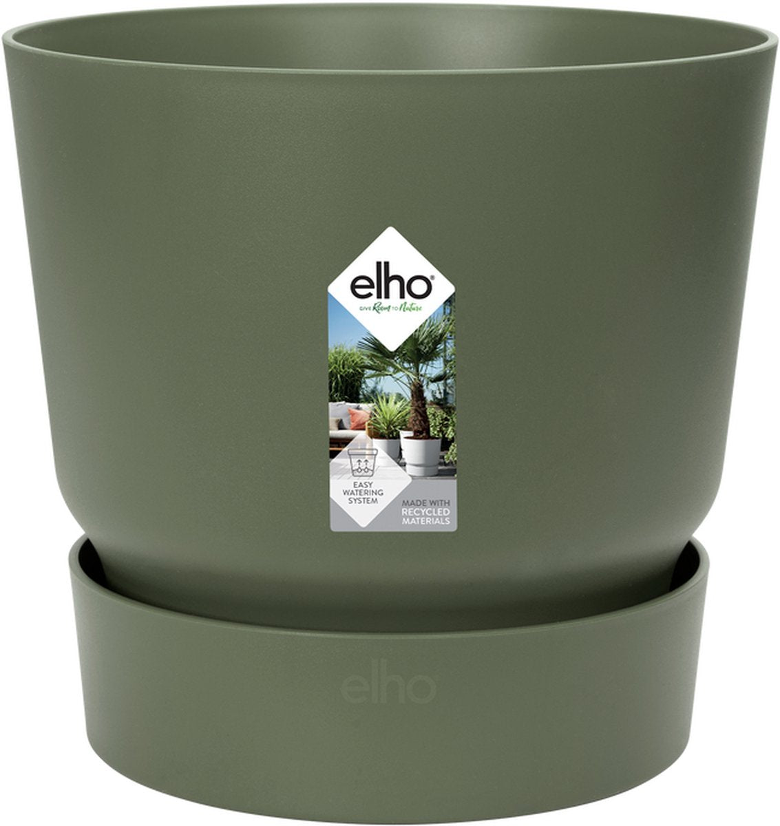  Elho Greenville Rond 30 - Grote Bloempot Voor Buiten - Gemaakt Van Gereycled Plastic - Ø 29.5 X H 27.8 Cm - Blad Groen