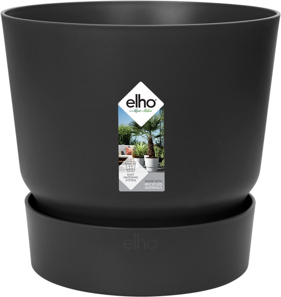  Elho Greenville Rond 30 - Grote Bloempot Voor Buiten - Gemaakt Van Gereycled Plastic - Ø 29.5 X H 27.8 Cm - Living Black