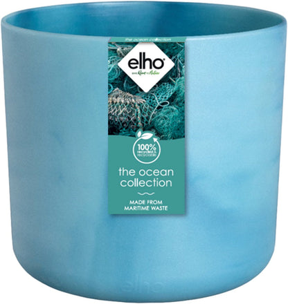  Elho The Ocean Collection Round 22cm - Bloempot Voor Binnen - 100% Gerecycled Materiaal - Gemaakt Met Zeeafval - Ø 22.3 X H 20.4 Cm - Atlantisch Blauw