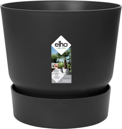  Elho Greenville Rond 40 - Grote Bloempot Voor Buiten - Gemaakt Van Gereycled Plastic - Ø 39.0 X H 36.8 Cm - Living Black
