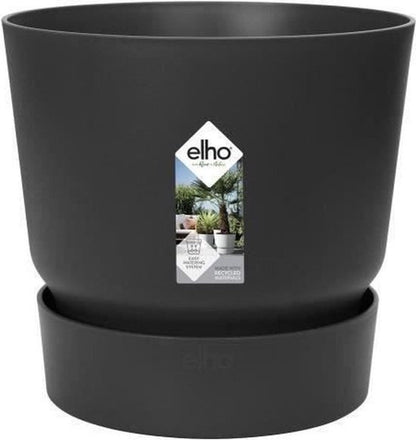  Elho Greenville Rond 30 - Grote Bloempot Voor Buiten - Gemaakt Van Gereycled Plastic - Ø 29.5 X H 27.8 Cm - Living Black