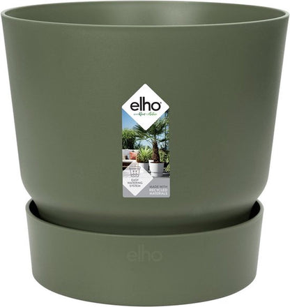  Elho Greenville Rond 30 - Grote Bloempot Voor Buiten - Gemaakt Van Gereycled Plastic - Ø 29.5 X H 27.8 Cm - Blad Groen
