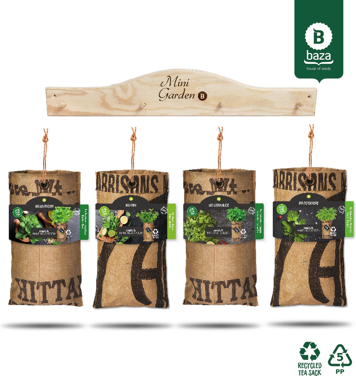  Hangtuintjes Keukenkruiden Kweken - Set 4st.