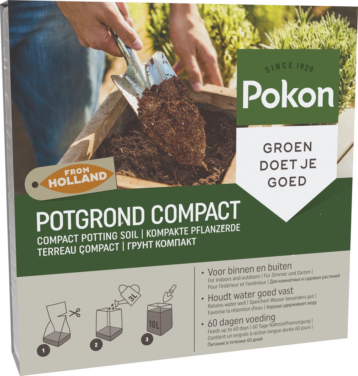  Pokon Kokos Potgrond Compact - 10l - Potgrond (universeel) - 60 Dagen Voeding - Alleen Water Toevoegen