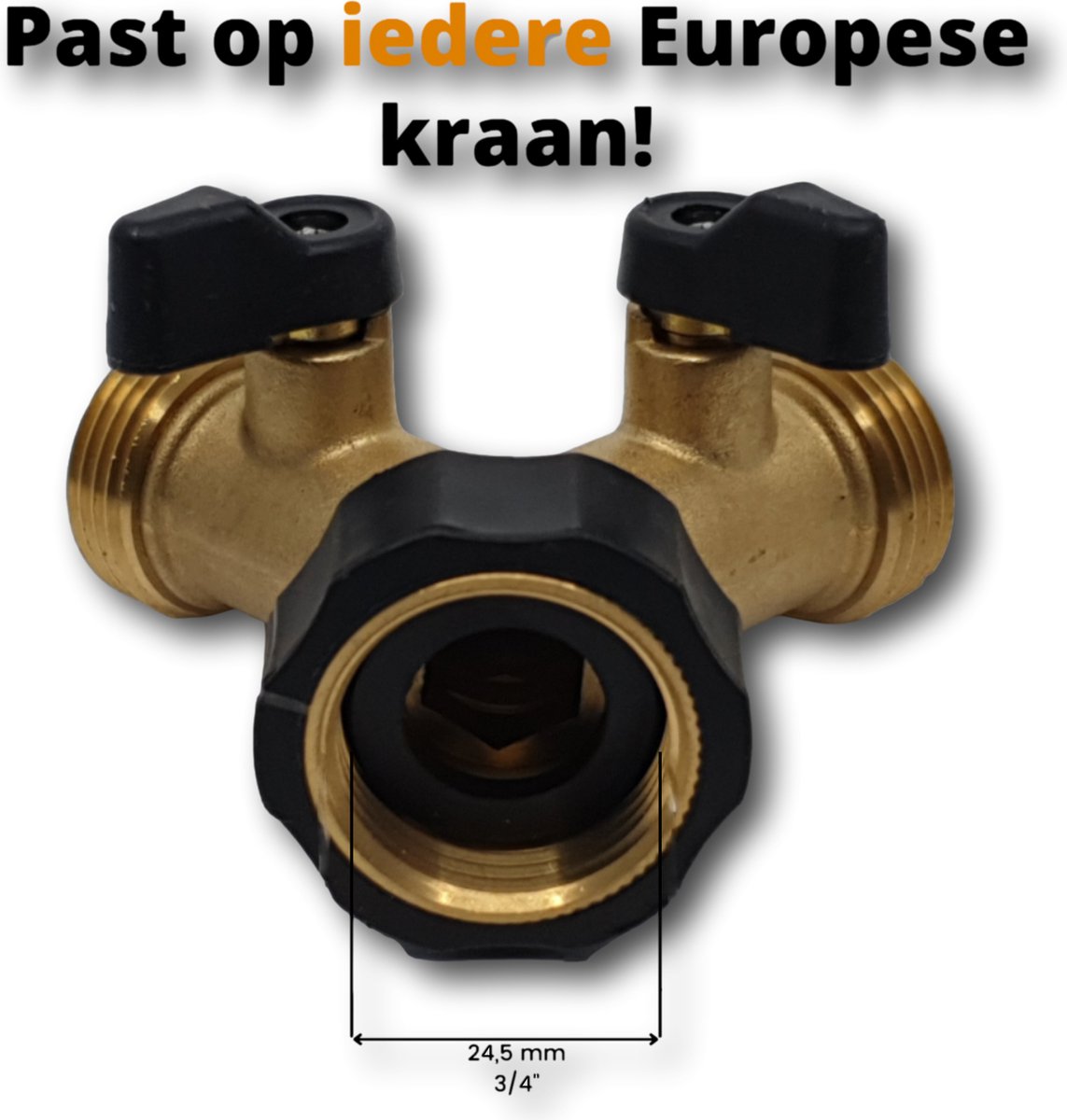  Horvitus Waterverdeler 2 Weg - Y Stuk Kraan Splitter - Voor Europese Kranen - Messing